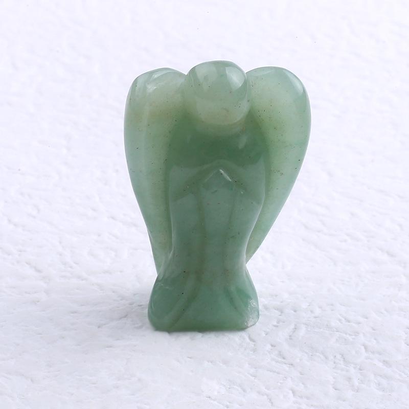 Rose Quartz and Jade Angel Carvings - Semi-Precious Crystal Home Decor