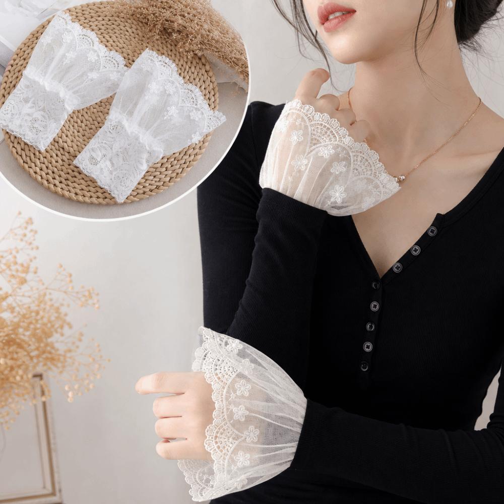 Ruched Detachable Cuffs Ruffles Pleated Fake Flared Sleeves Lace Fake Sleeves Cuff Wedding Decor