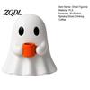 Compact Figurine for Home Ghost Drinking Coffee Figurine, 3D Printed Cute White Holding A Mug Desktop Statue Women Statue, Spooky Halloween Decoration