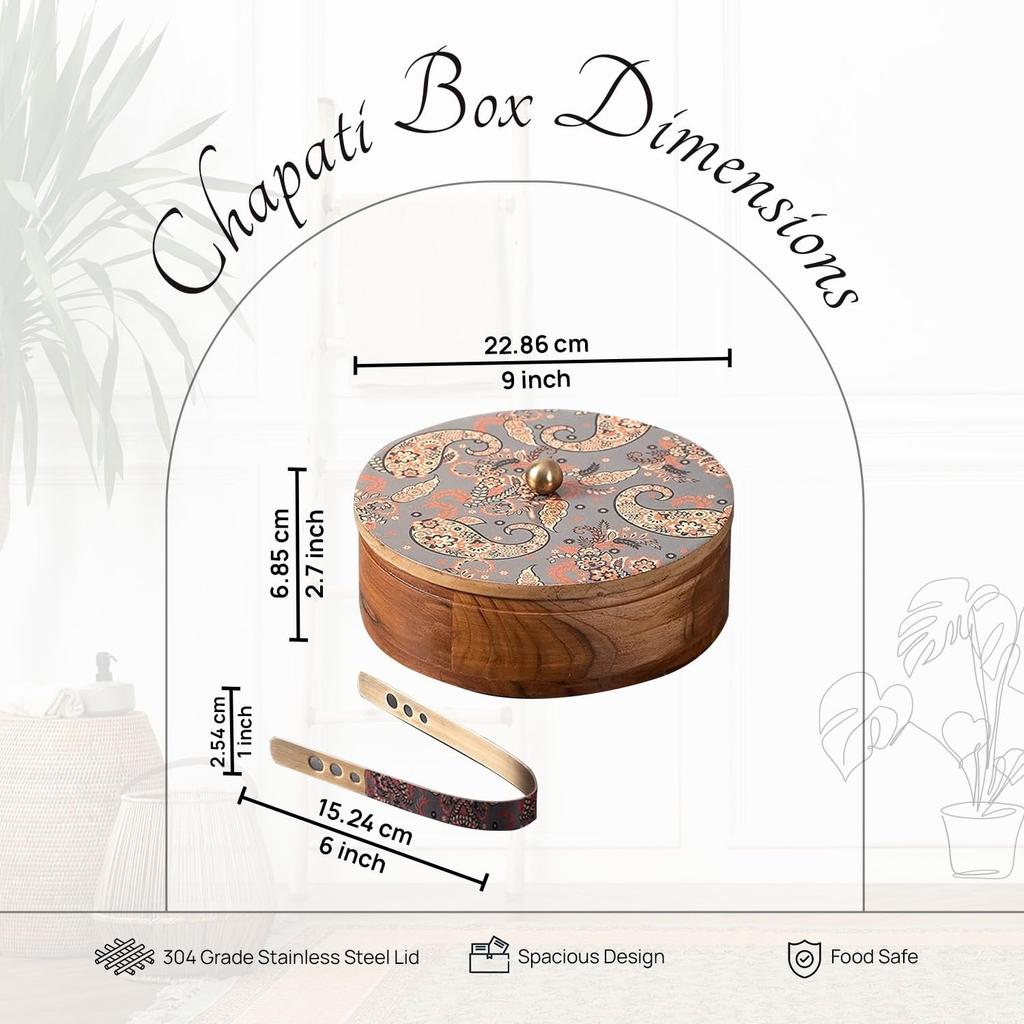 Pudełko na rotti z szczypcami, Drewniana zapiekanka na rotti (Szary),  Nestroots