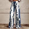 Womens Loose Fit Cotton Wide Leg Pants With 3D Digital Print Streetwear Style Casual Trousers