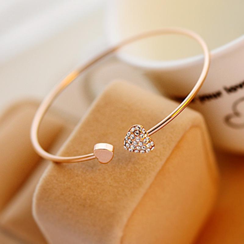 Vintage Heart Diamond Bangle: European & American Style