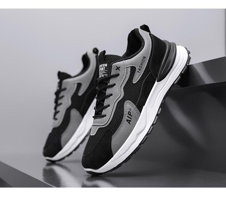 Men's Summer Breathable Mesh Sneakers: Trendy, Thick-Soled, Versatile Running Shoes
