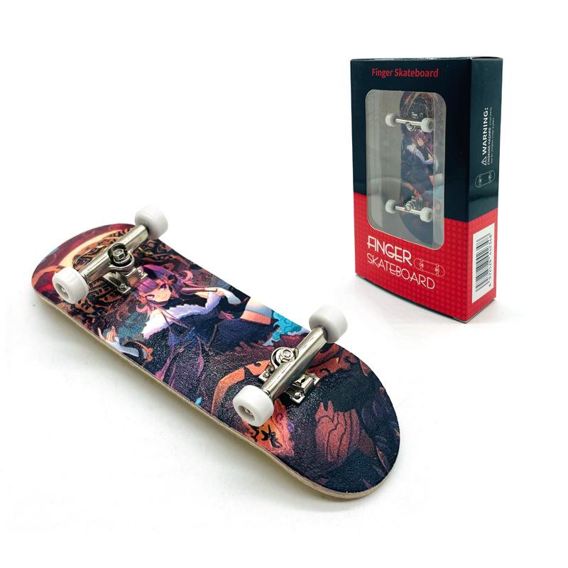 Maple Finger Skateboard with Bearings and Wheels - Mini Double Rocker Board for Kids' Creative Play