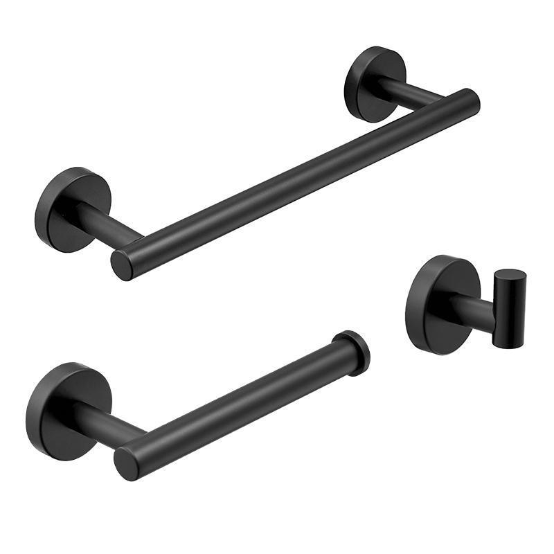 Stainless Steel Bathroom Set: Black Brushed Towel Rack, Coat Hooks, Toilet Paper and Tissue Holder, Towel Ring - Euro-American Style.