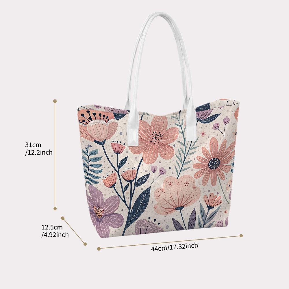Floral Print Tote Bag for Women Cute Stylish Lightweight Shoulder Bag for Work Shopping Daily Use