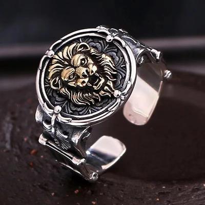 A Powerful, Retro, Trendy, High-end, Niche and Individual Aged Lion King Adjustable Ring