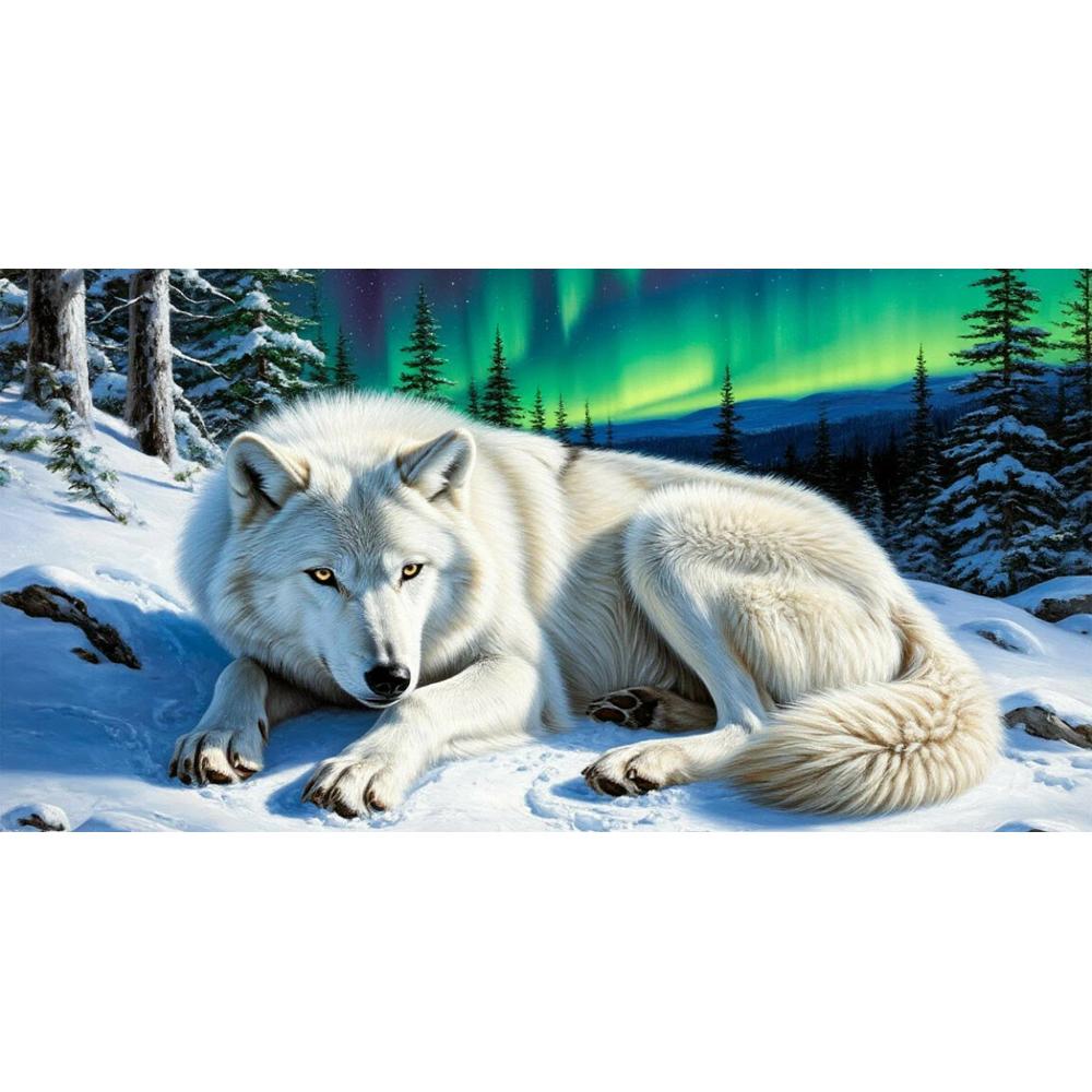 Große Größe Mosaik DIY Voll Diamant Malerei Kits Kunst Wolf Tiger Leopard im Schnee Stickerei Kreuzstich Strasssteine