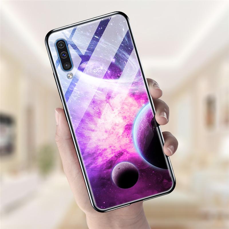 For Samsung A50 Case A51 Tempered Glass Planet Space Cover Glass Back Case for Samsung Galaxy A50S A51 A50 A 50 Fundas Coque