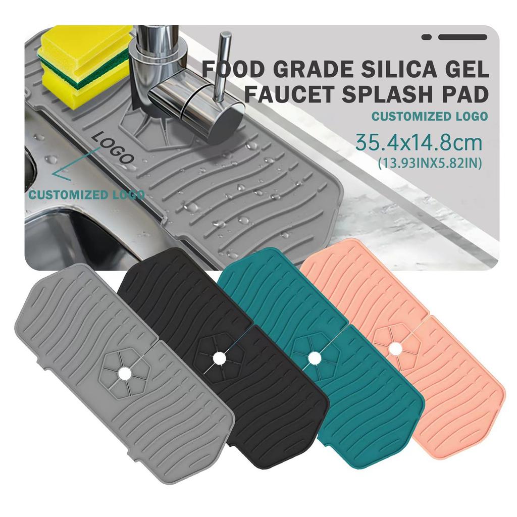Silicone Faucet Mat Kitchen Sink  Guard Bathroom Water Catcher Mat Rubber Drying Pad