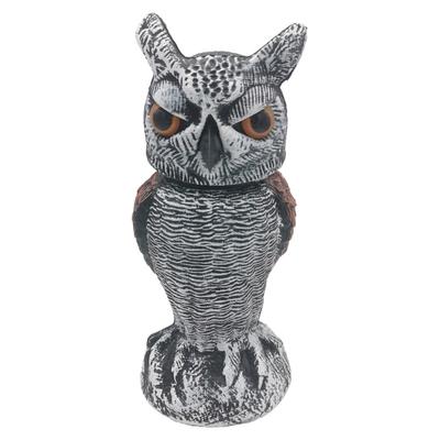 Lebensechte Eulenfigur zur Gartenabschreckung und Mäuseabwehr, 360 ° drehbarer Kopf