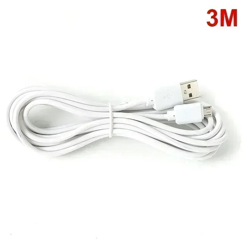 Premium 10/5/3/2/1m Extra Long Micro USB Extension Data Cable for Camera Tablet SmartTV Micro USB Male To USB A Male Charge Cord White-3m