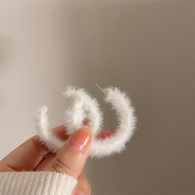 Bear Earrings for Women Girls 2026 Fashion Korea Silver Needle Autumn and Winter Earrings Cute Flocking Rabbit Ear Studs Jewelry