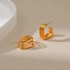 Geometric Square Gold Plated Copper Earrings Minimalist Design