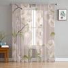 Spring Brown Background Peach Blossom Tulle Curtains Living Room Home Decor Window Curtain Kitchen Voile Sheer Made Of Polyester Sitting