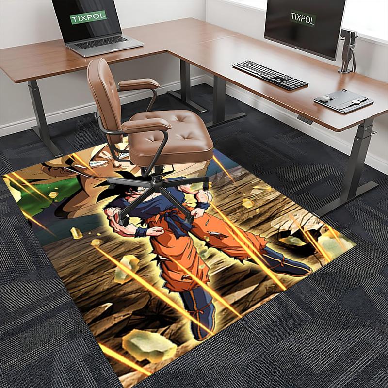 1pc Dragon Ball Z Goku Super Saiyan Office Chair Mat - Anime Cartoon Design, Non-Slip Carpet for Home Decor, Seasonal Gift, Suitable for Office and Li