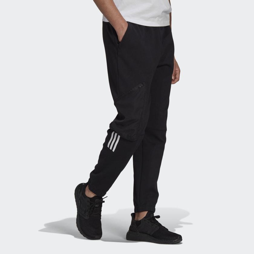 Adidas Slim Fit Cuffed Cargo Track Pants Men Bottoms Black GM5786