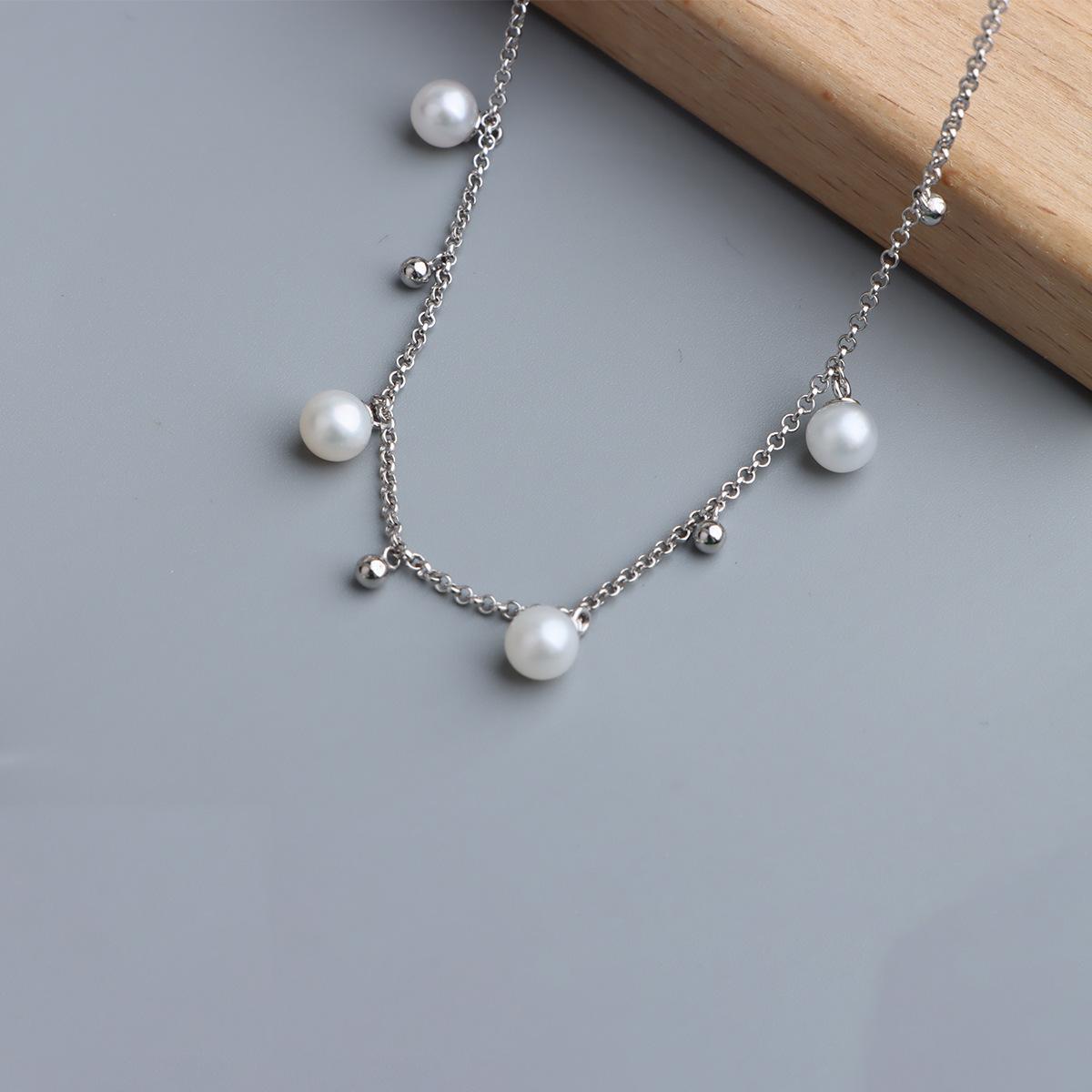 Ожерелье из натурального пресноводного жемчуга, легкая роскошь, простое жемчужное ожерелье с бахромой, цепочка на ключицу, ожерелье для темперамента