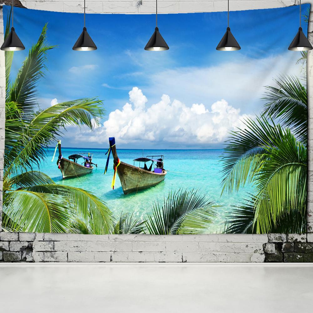 Sea Turtle Window Landscape Tapestry Wall Hanging Bohemian Psychedelic Mystery Imitation Window Home Art Decor