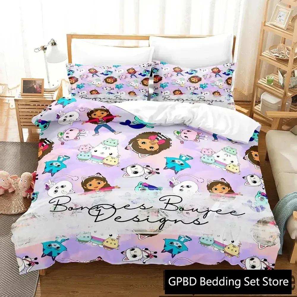3D Print Cartoon Gabbys Dollhouse Bedding Set Double Twin King Duvet Cover Comforter Pillowcase Boys Girls Adults Bedroom