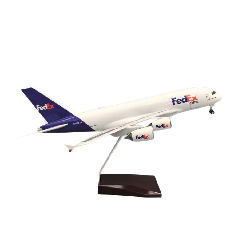 A380 1/160 Scale 47cm Model Aircraft FedEx Cargo Airways With Landing Gear and Wheels Diecast Resin Airplane Souvenir Ornament