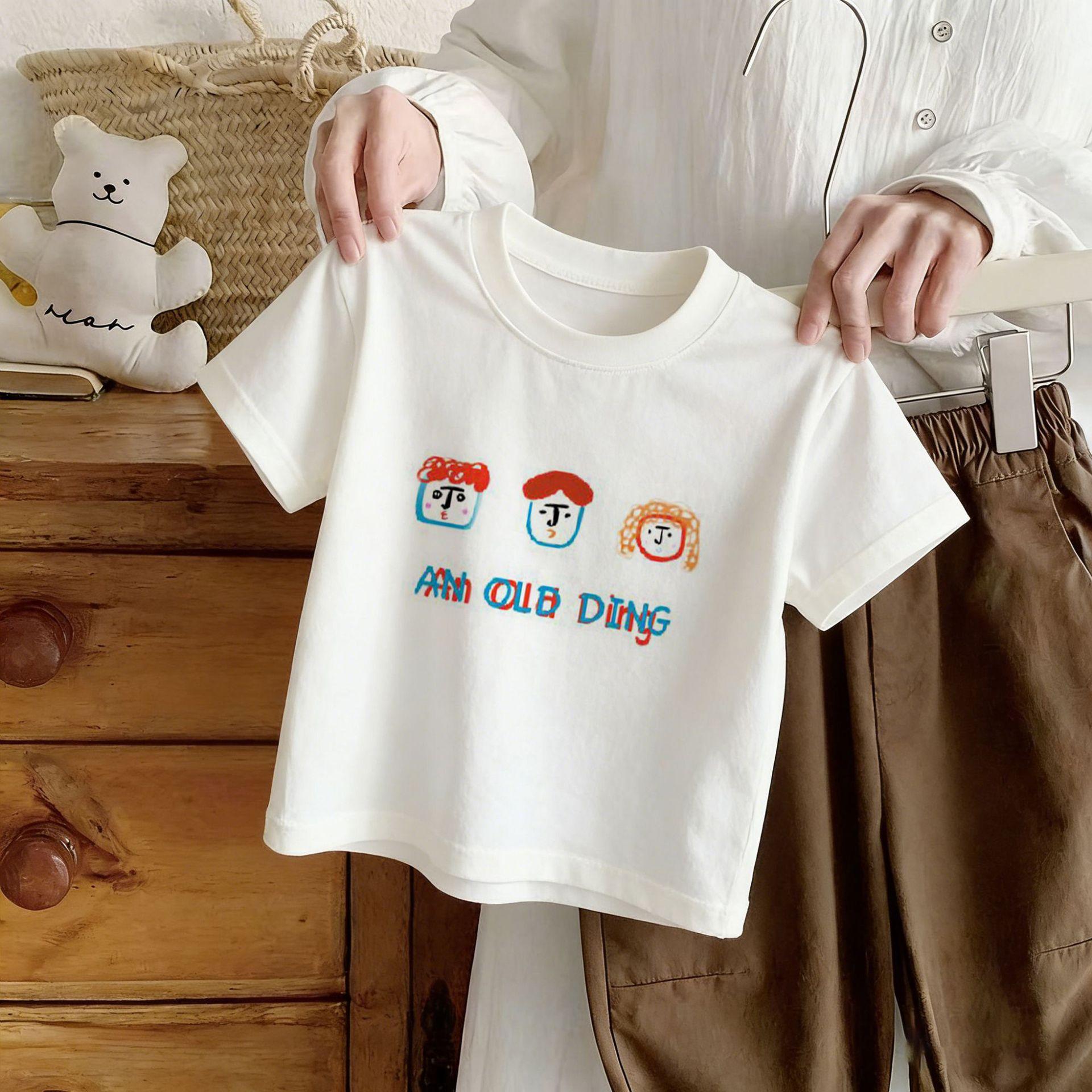 Japanese Summer Children S Short-Sleeved T-Shirt Men S And Women S Pure Cotton Children S Clothing Round Neck Children S Clothing Printed Top 90cm