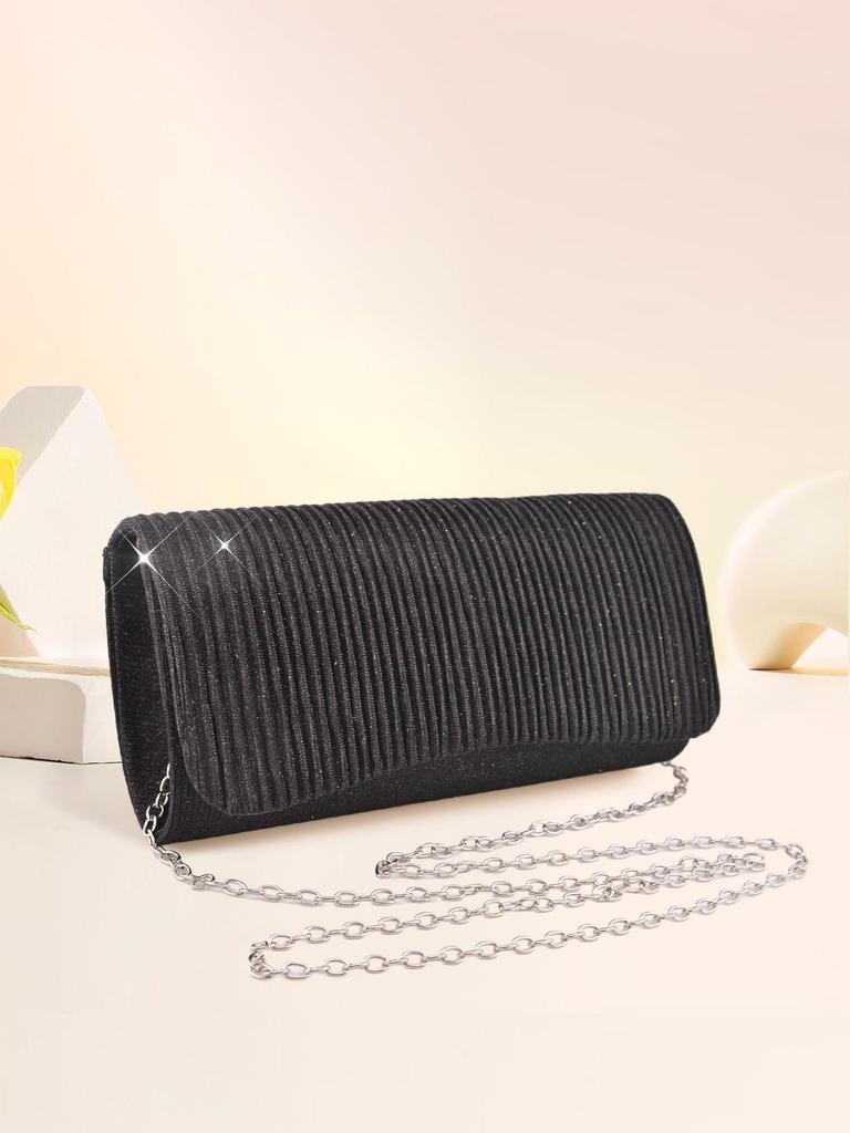 New Style Women's Shiny Pleated Crossbody Clutch - Perfect for Weddings, Cocktails, and Evening Events