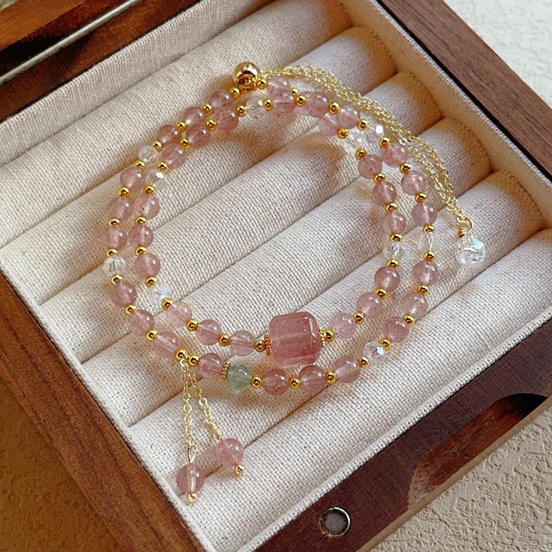 

JYL TS Bracelet Couple Naval Style Strengthens Bond And Shared Adventure K189 strawberry crystal double circle абрикос світлого кольору