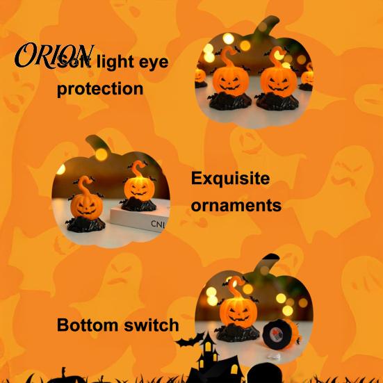 Halloween Party Supplies LED Candle Light Figurine, Bat Tombstone Glowing Tabletop Ornament, Warm Secret Room Atmosphere Decor Pumpkin Prop for Escape