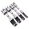 8 Pcs Plug Hole Cutter Set Dowel Maker Cutting Tools 3/8" Shank Bit W/case