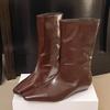 Damen Stiefeletten Flats Eckige Zehen Designer Schuhe Mode Winter Neu 2025 Kleid Lässig Gemütlich Goth Chelsea Boots Mujer De Zapatos