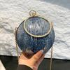 Luxury Designer Crystal Purse for Women Top Handle Ball Box Chain Purses Blue Crystal Crossbody Evening Clutch Bags