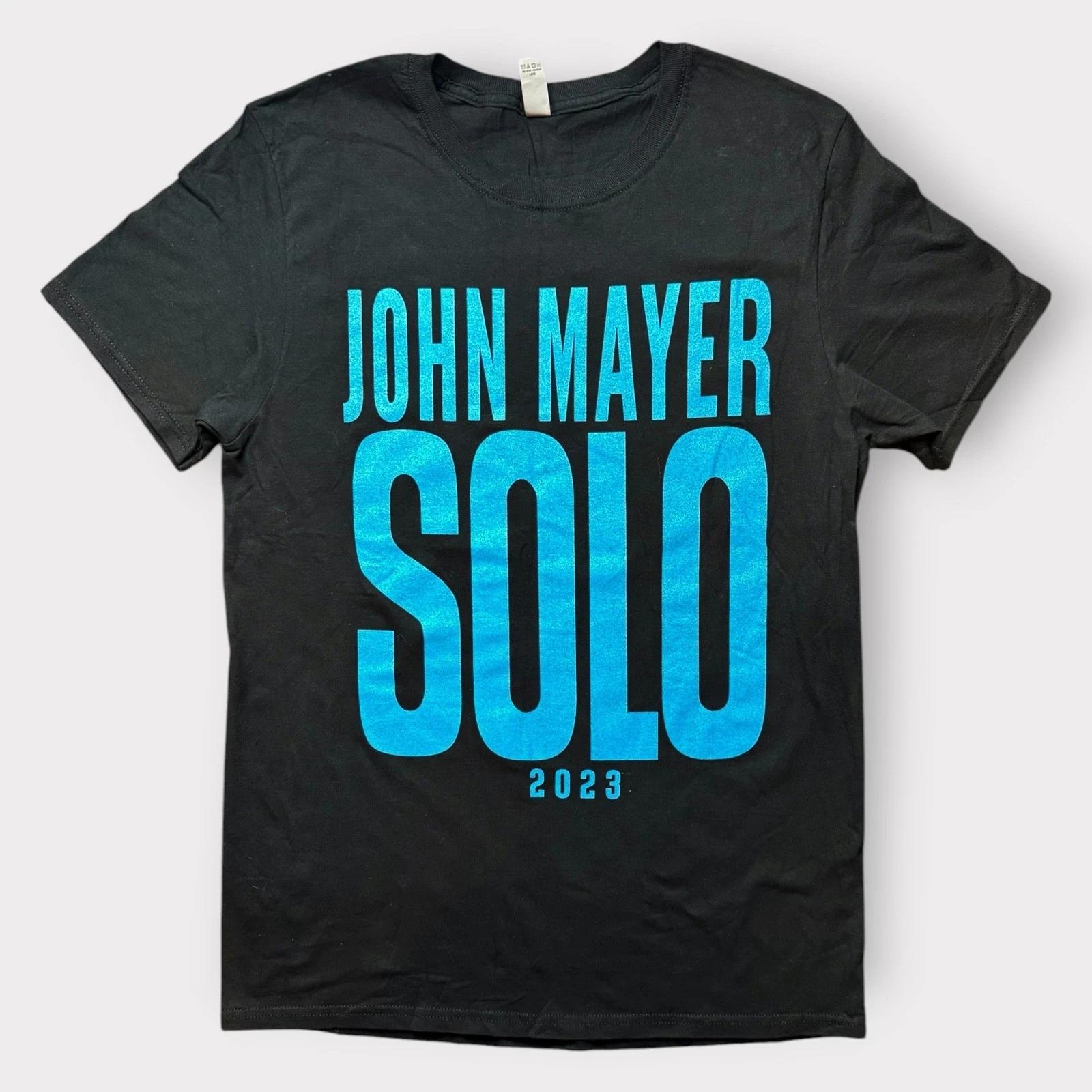 John Mayer Solo Tour 2023 T- Shirt Mens Medium Black Concert Graphic Tee Acoustic 2XL