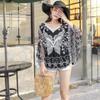Besticktes Spitzen-Oversize-T-Shirt mit Glockenärmeln, Sonnenschutzkleidung, Bluse für Damen, Fledermausärmel-Bluse, Sommer
