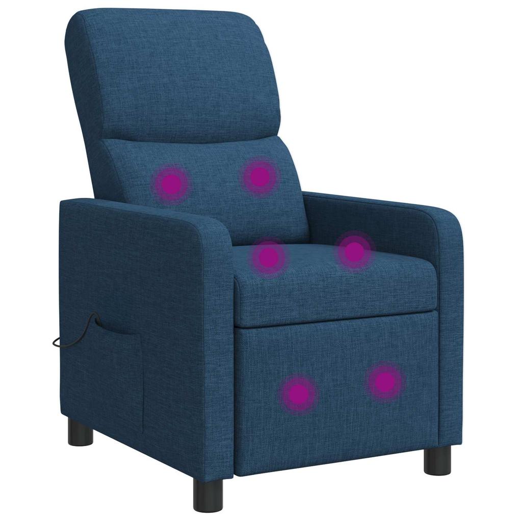 Massage Recliner Chair Blue Polyester