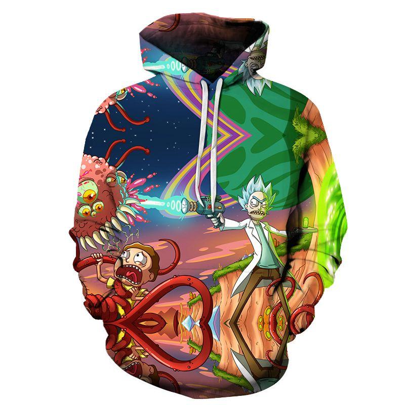 3d And Rick Print Womenmen Pullover Hoodie Sweatshirt Tops Jumper
