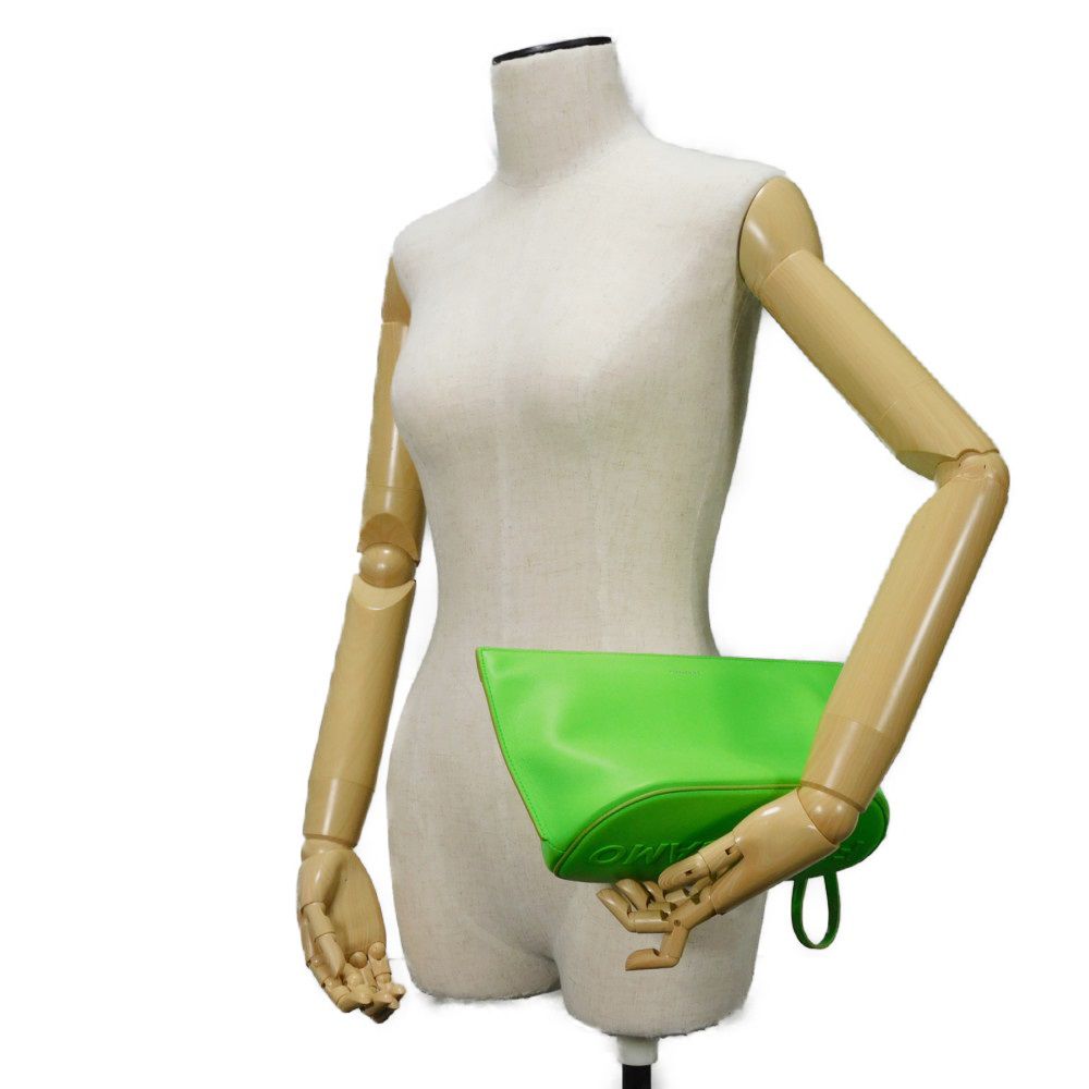 Used 9896 Logo Embossed Pouch 241390 7931, Foil Stamped, Light Green, Strap, Excellent Condition, New Logo, Lime,