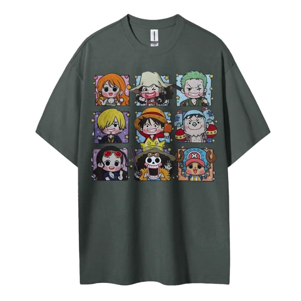 ONE PIECE Peripheral Products Mens Oversized Tshirt Street Version Mens and Womens Summer Casual Trendy Brand Top Colthing