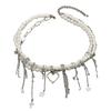 Wind Necklace Ladies Premium String Pearl Wrapped Multilayer Clavicle Chain Fashion Tassel Love Necklace