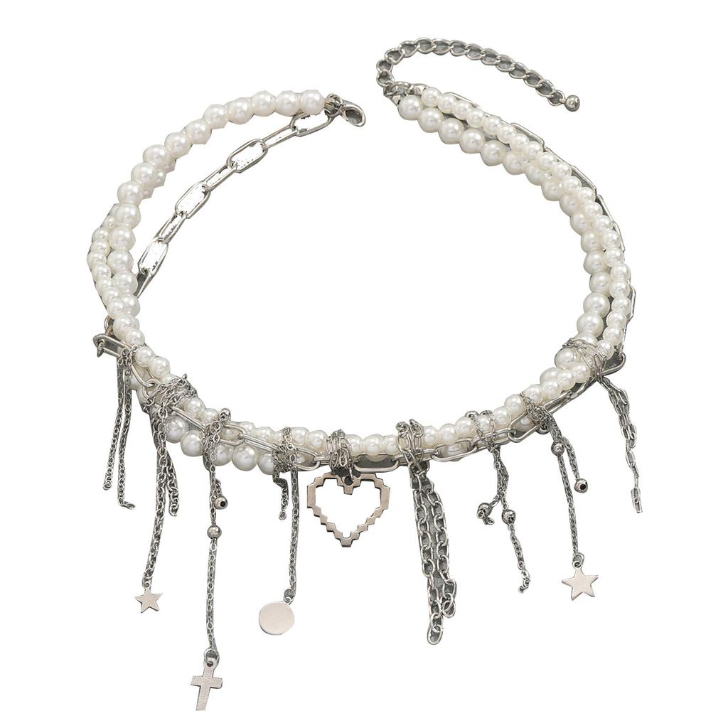 Wind Necklace Ladies Premium String Pearl Wrapped Multilayer Clavicle Chain Fashion Tassel Love Necklace