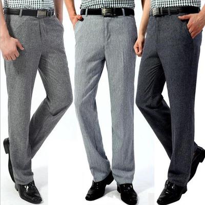 New Summer Thin Section Men's Casual Trousers High Waist Loose Men's Trousers Middle-aged Business Casual Straight Men's Trousers