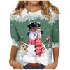 Spring and Autumn Round Neck Christmas Themed Pattern 3D Printed Top Fashionable Casual Long Sleeved Women's T-shirts