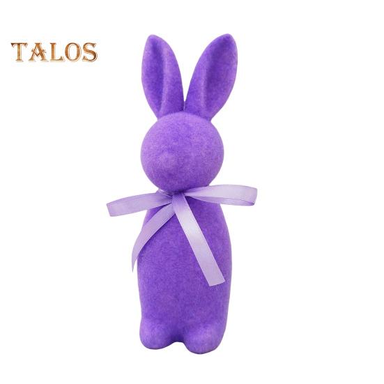 Easter Bunny Statue Freestanding Foam Rabbit Ornament Faux Moss Rabbit Flocked Bunny Figurine Centerpiece for Desk Mantel Dining Table