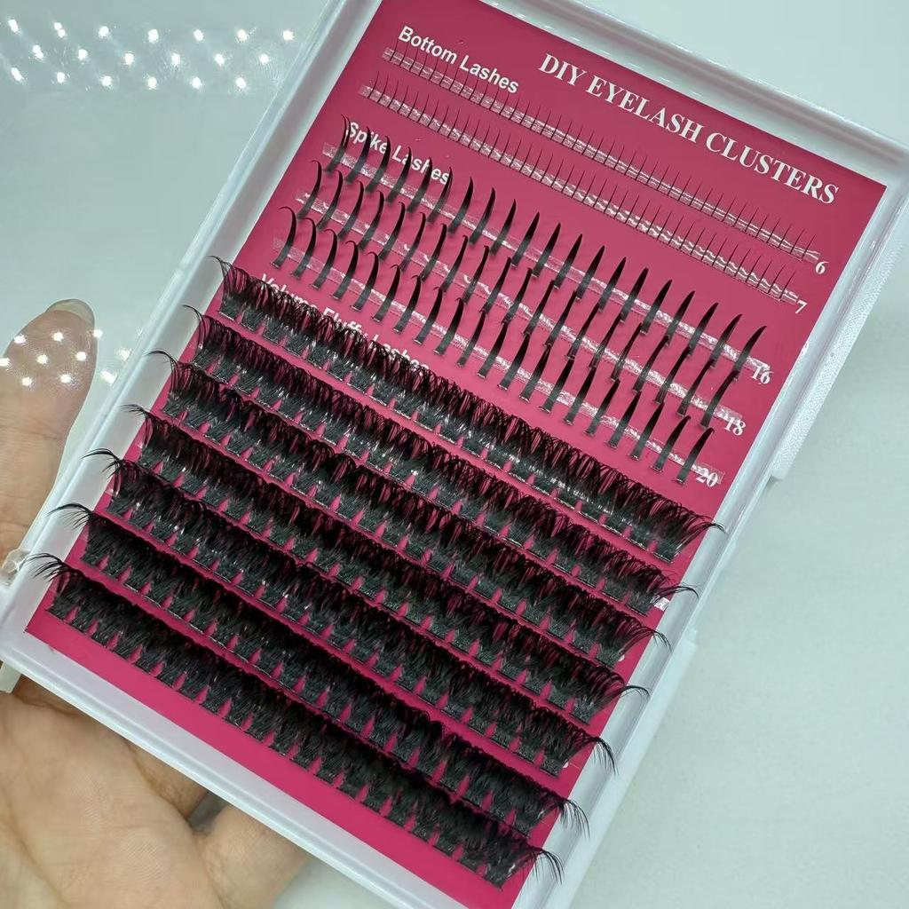 Korean PBT Fibers Fan Eyelashes DIY Fluffy Cluster Spike Bottom Lash 3D Faux Mink Cluster Lash DIY Cluster Eyelashes