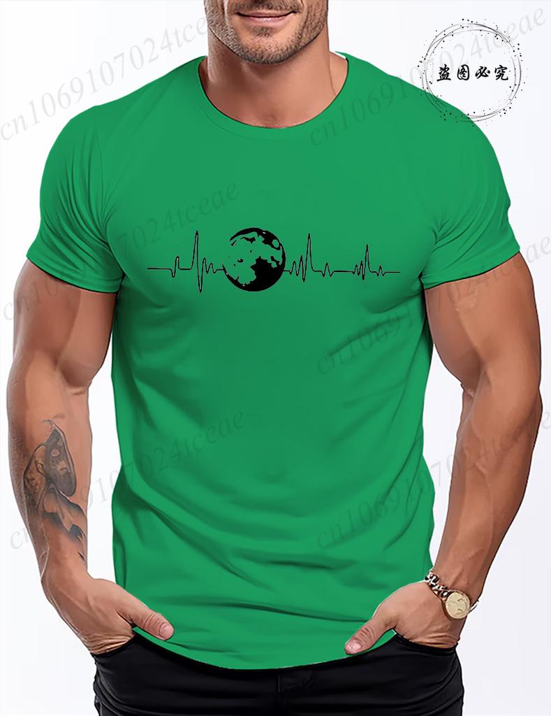 Funny Mens Earth Heartbeat Graphic Tee Casual Classic Men T Shirt Women Tops Tee Shirt Short Sleeve Tshirts Fashion TShirts