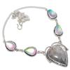 Black Rutile, Milky Opal Gemstone 925 Sterling Silver Jewelry Necklace 18"