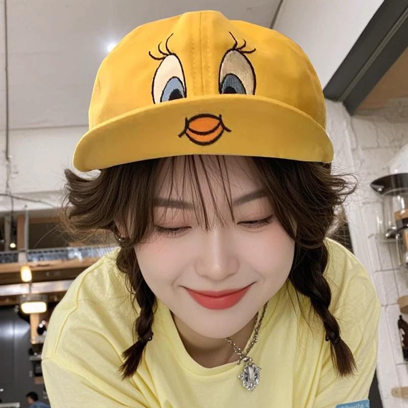 

Вышитая Мультяшная Милая Бейсболка Женская Корейский Стиль Уличная Кепка с Козырьком Y2K Мультяшный Креативный Дизайн Кавайная Шляпа