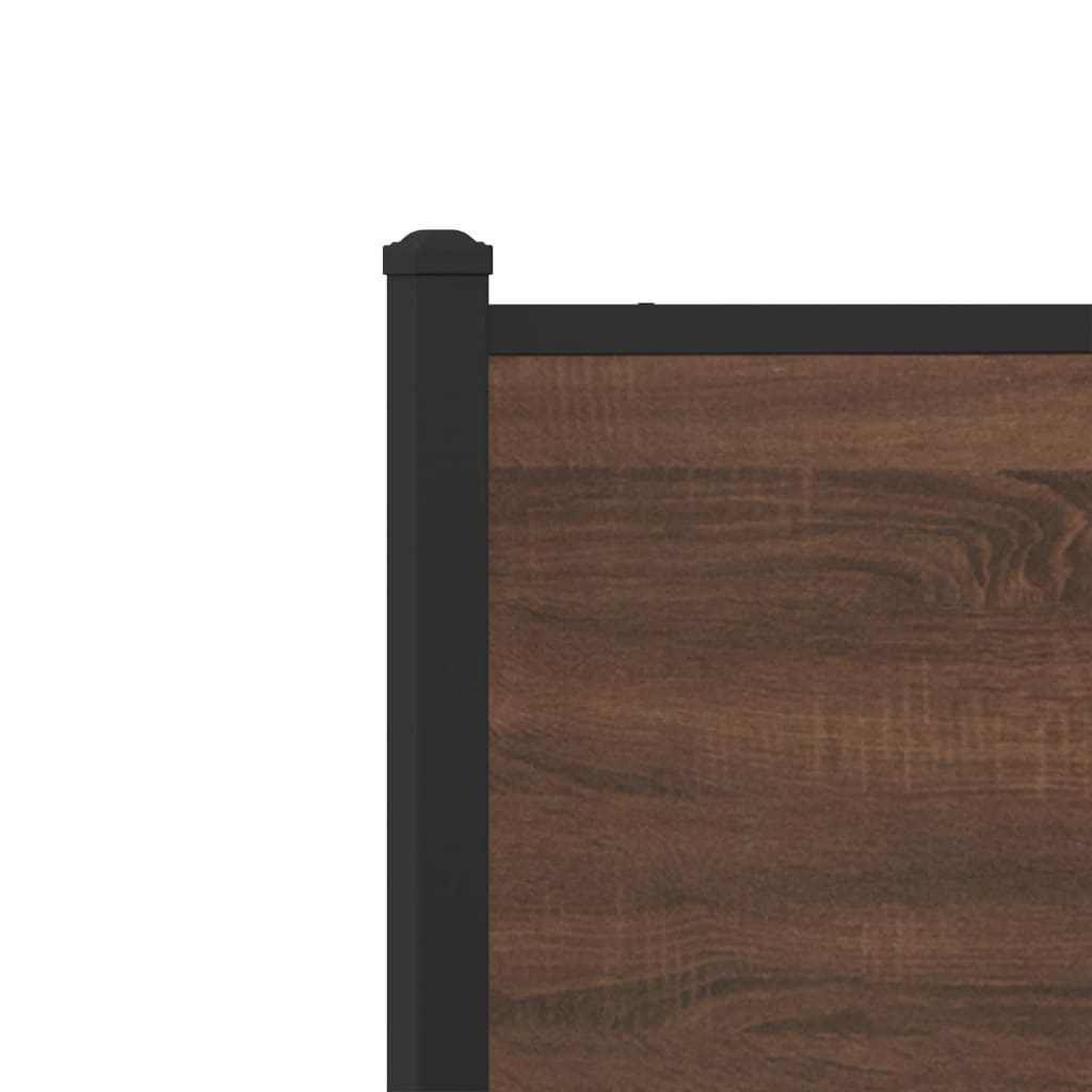 Metal Bed Frame Without Mattress Brown Oak Effect 180 X 200 Cm