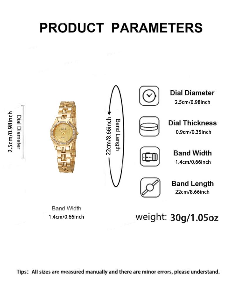 Fashionable Simple Diamond Set Dial Alloy Quartz Women's Watch Butterfly Bracelet Set of 5, Suitable for Thanksgiving and Christ