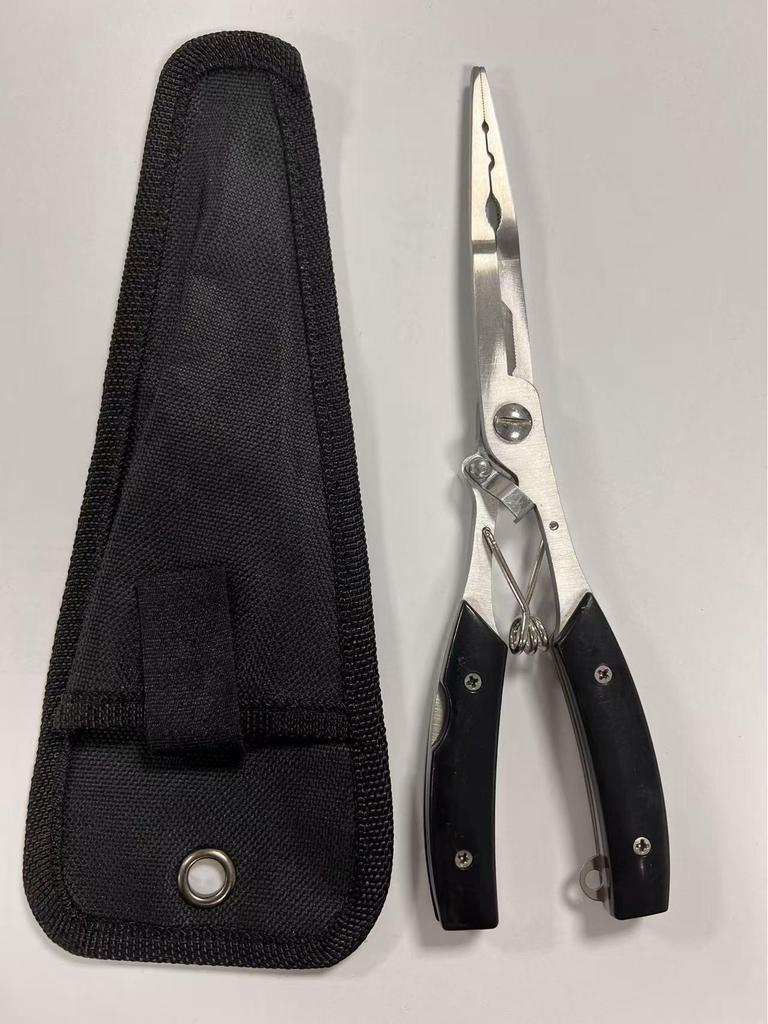 Multi-Functional Stainless Steel Fishing Pliers with Straight Jaw, Fish Gripper, Scissors, Hook Remover, and Ring Opener